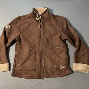 Moxie Equestrian Cavalero Suede Full Zip Jacket Coat Women's XXL Sherpa Lined